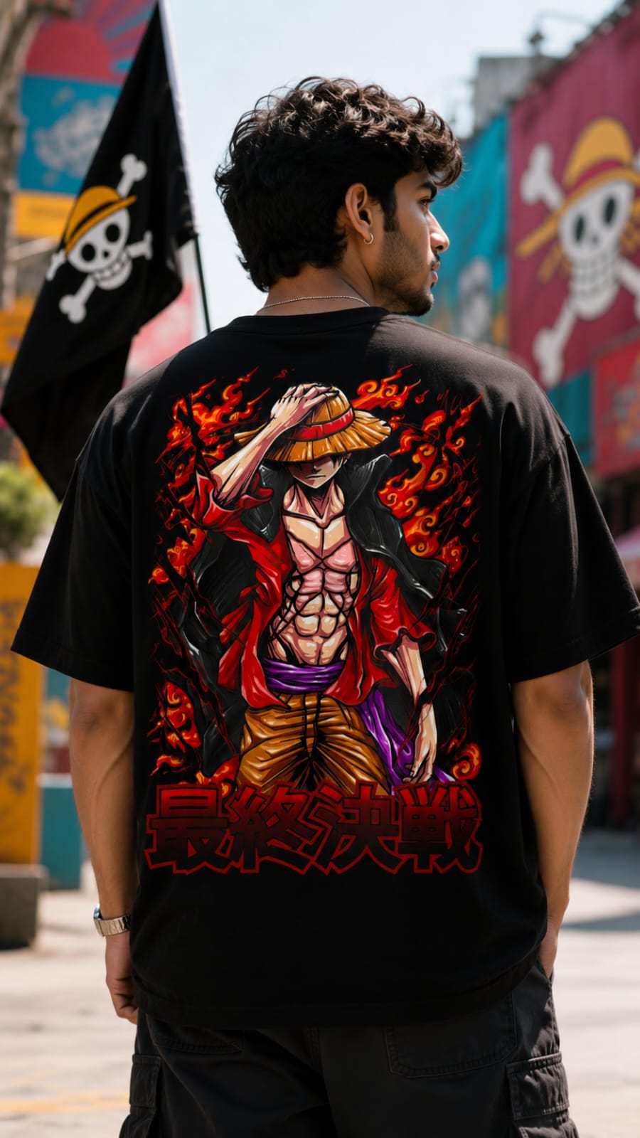 One piece luffy fire Oversize Cotton T-shirt – Revaunt