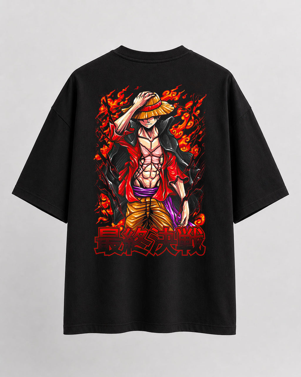 One piece luffy fire Oversize Cotton T-shirt