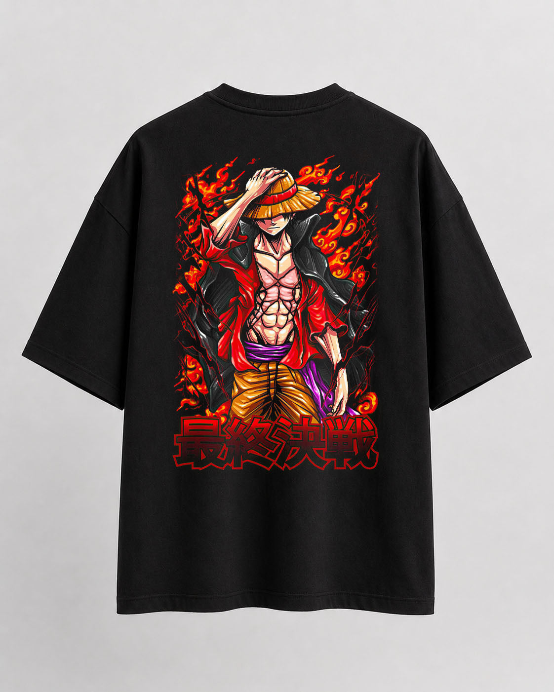 One piece luffy fire Oversize Cotton T-shirt
