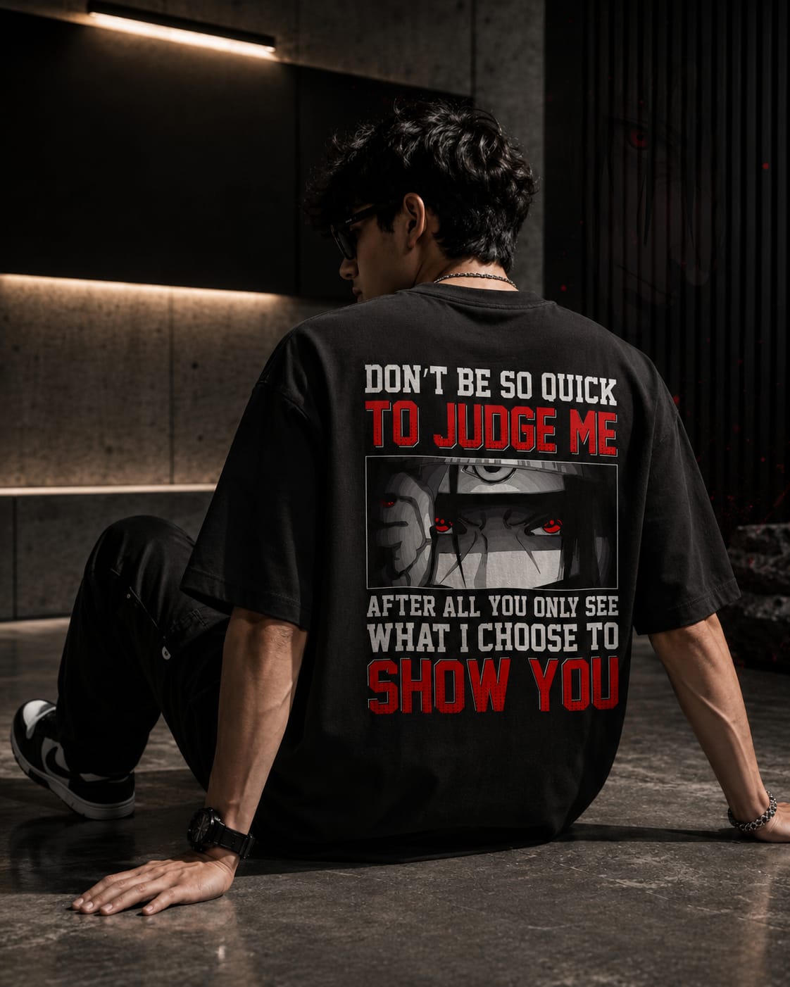 Itachi Uchiha Don't be so quick to Judge Oversize Cotton T-shirt