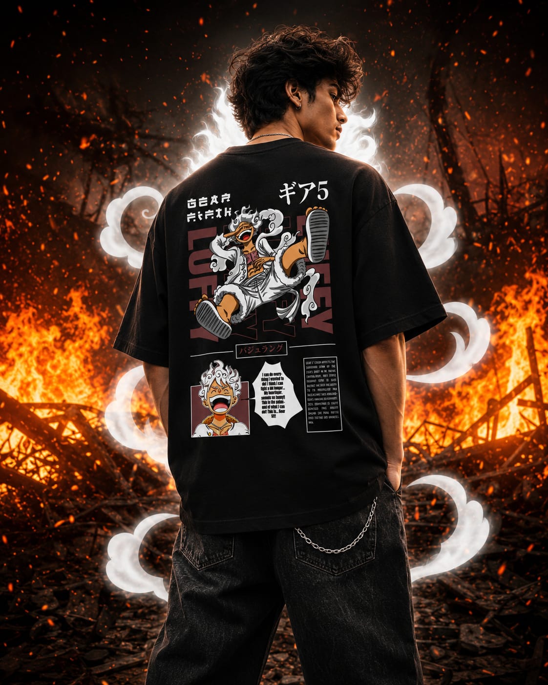 One piece luffy white Oversize Cotton T-shirt