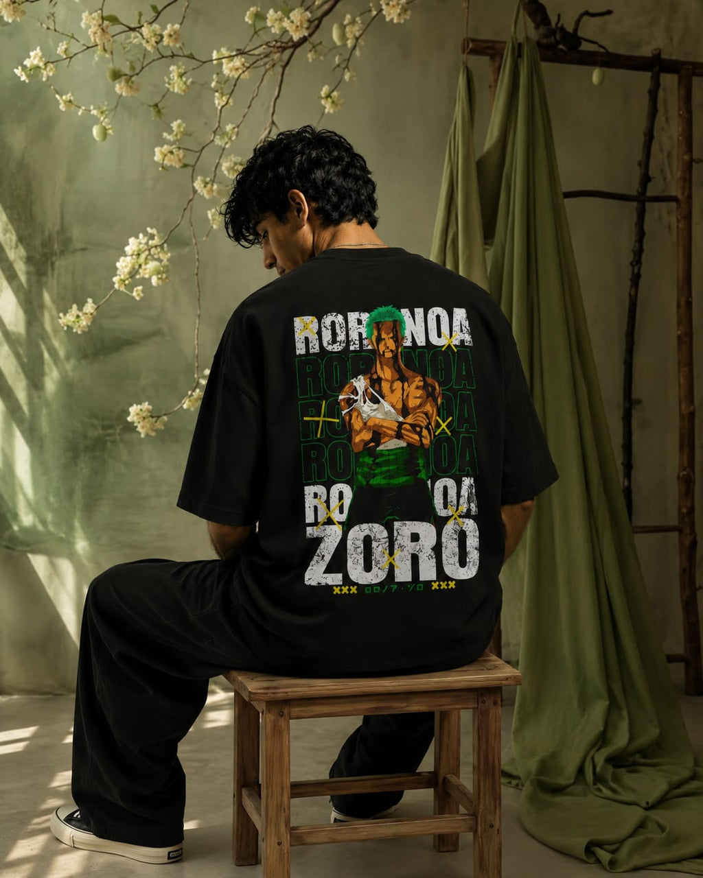 One piece Zoro green theme Oversize Cotton T-shirt