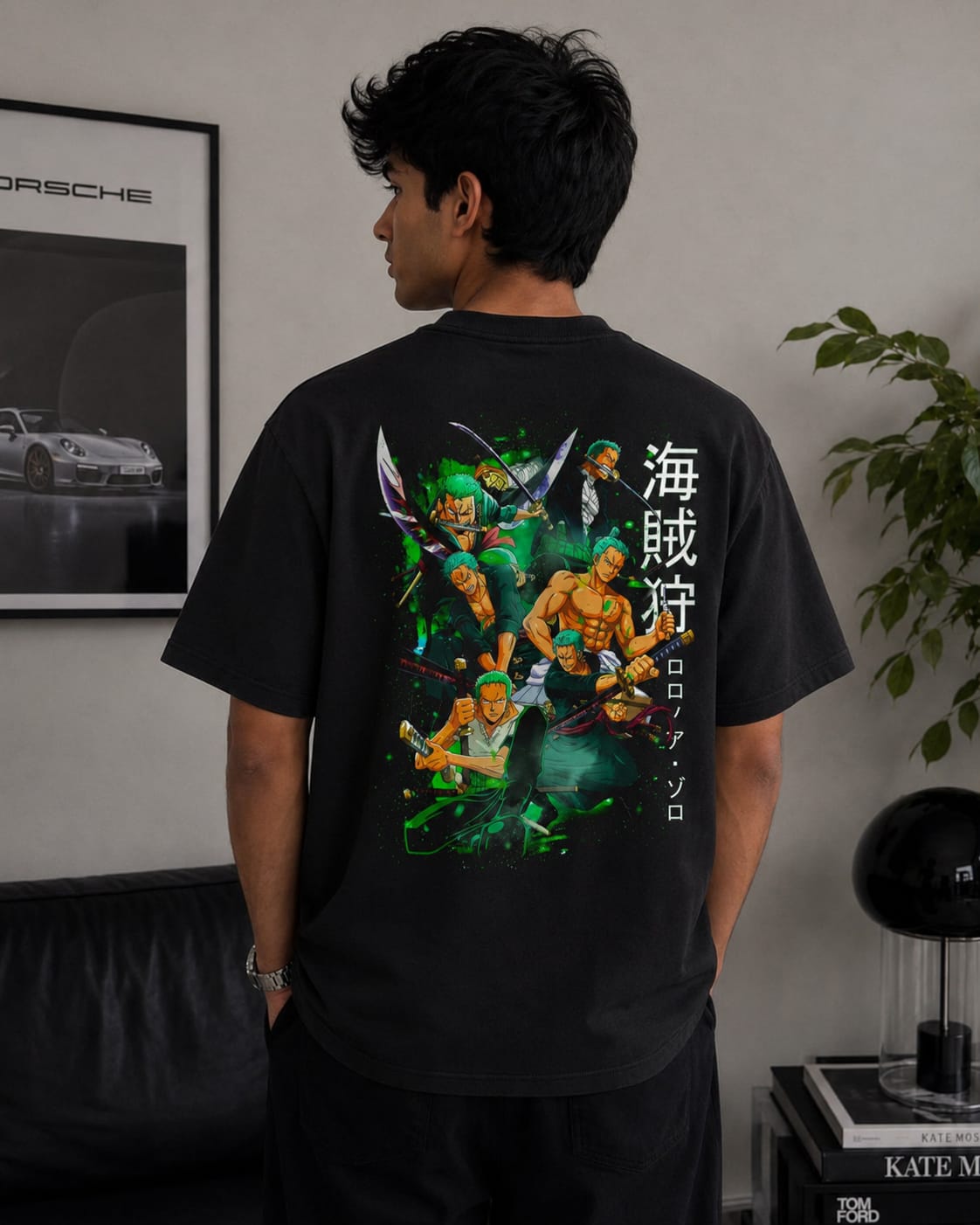One Piece Roronoa Zoro Green Theme Oversize Cotton T-shirt